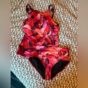 Athleta Pink and Black Tankini set